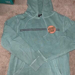 Santa Cruz Skateboards Teal Hoodie with Orange Logo